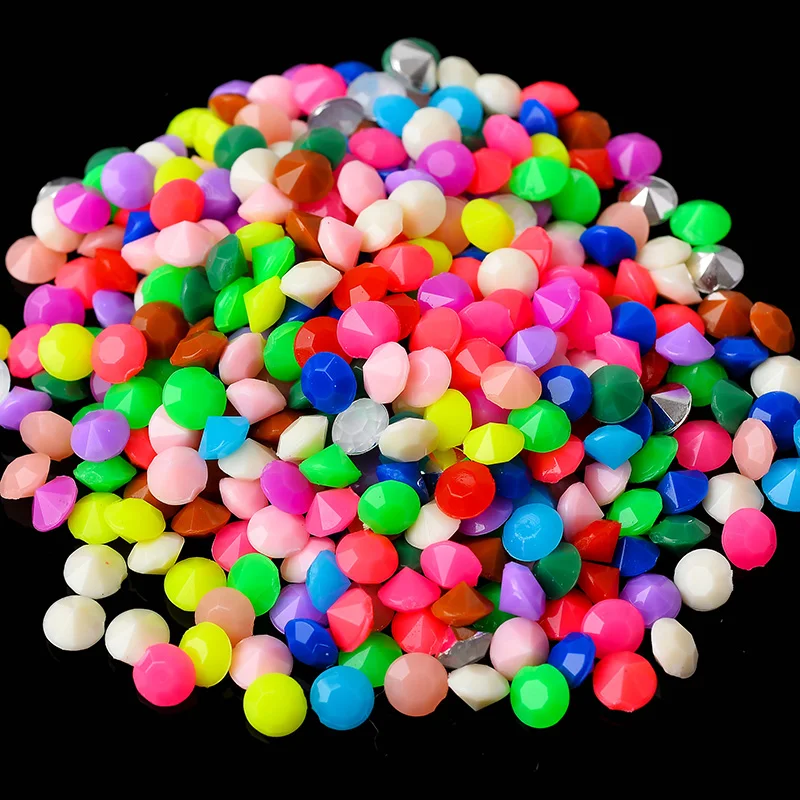 New 100pcs/lot 4mm Neon round Pointed back Jelly Candy Resin Rhinestones 3D Nail Art Decorations jewelry making crafts