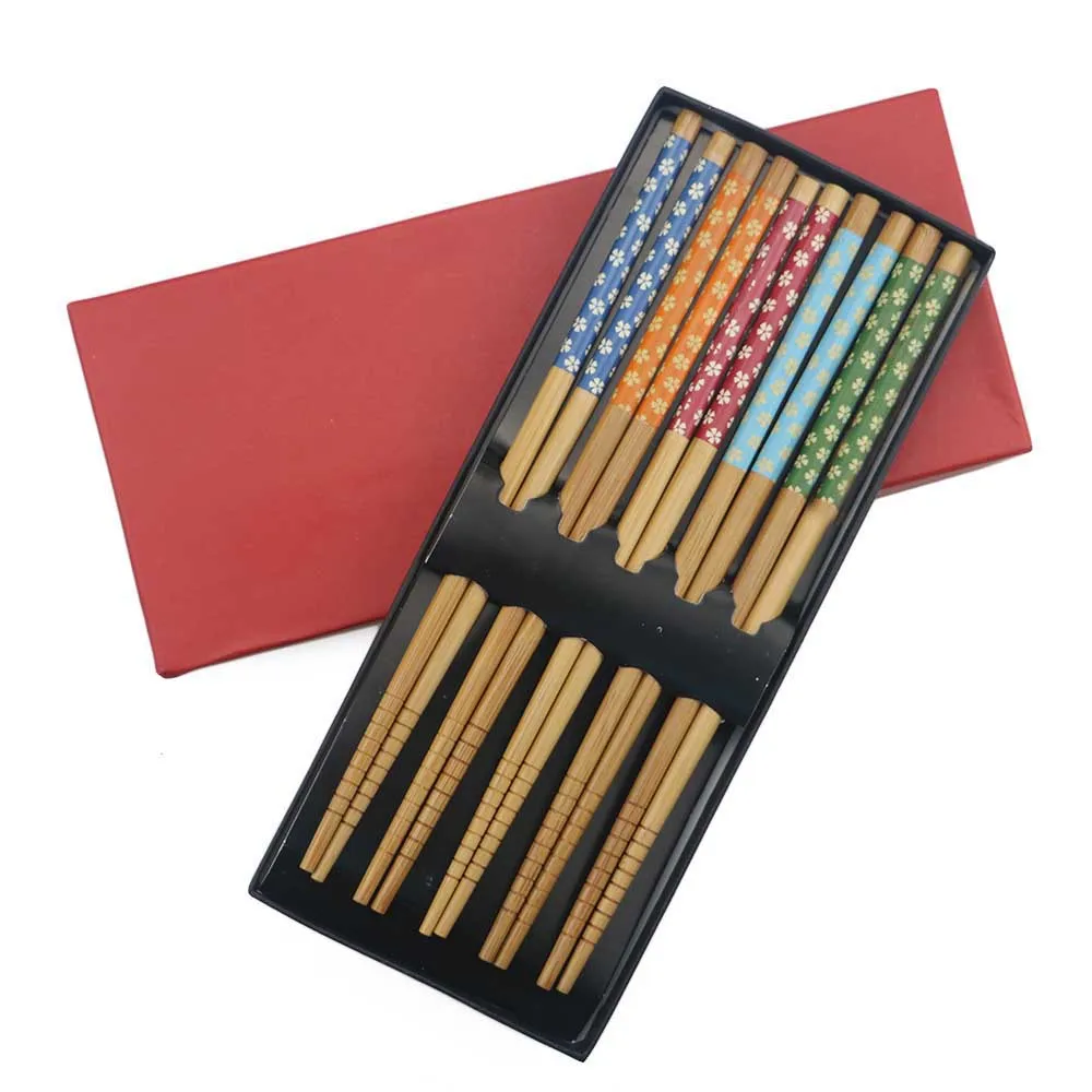 

Hot Sold New Chopsticks Chinese Gift Box Colorful Reusable Natural Wooden Chopstick Traditional Chopstick Set Handmade Gift Pack