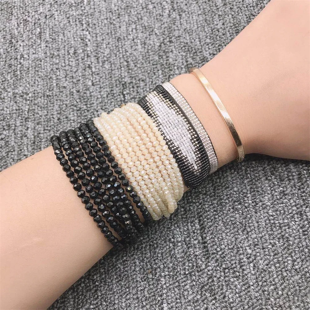 ZHONGVI 2020 MIYUKI Bracelet 4pcs Set For Women Lips Pulseras Mujer Moda Armband Turkish Evil Eye Bracelet Classic Black Jewelry