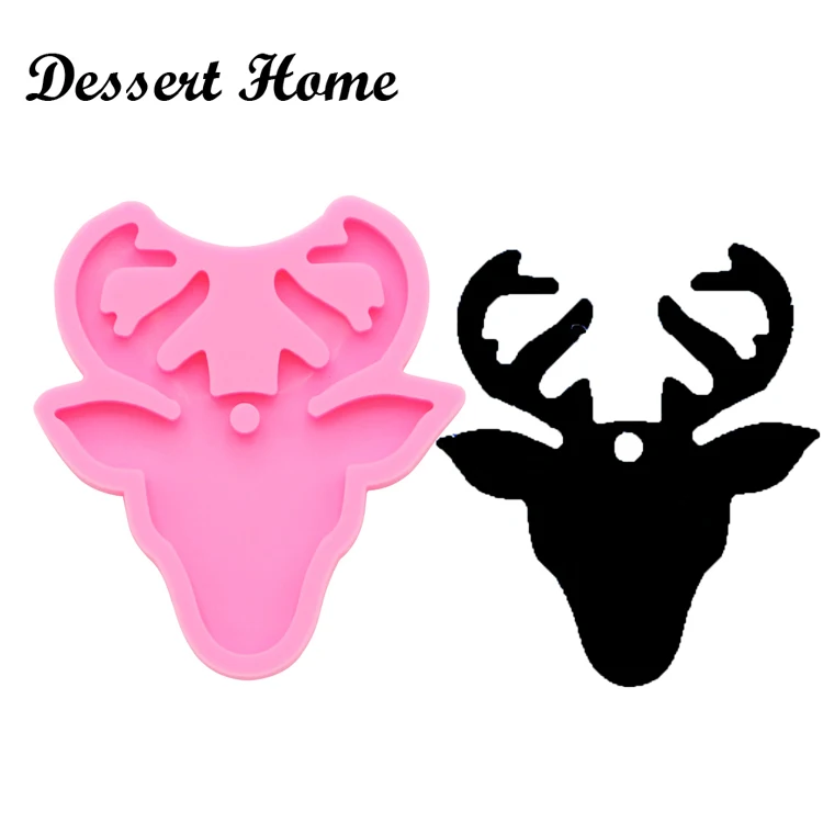 DY0093 DIY Christmas elk shape epoxy resin molds Deer head silicone mold for keychains Jewelry Making Accessories Tools