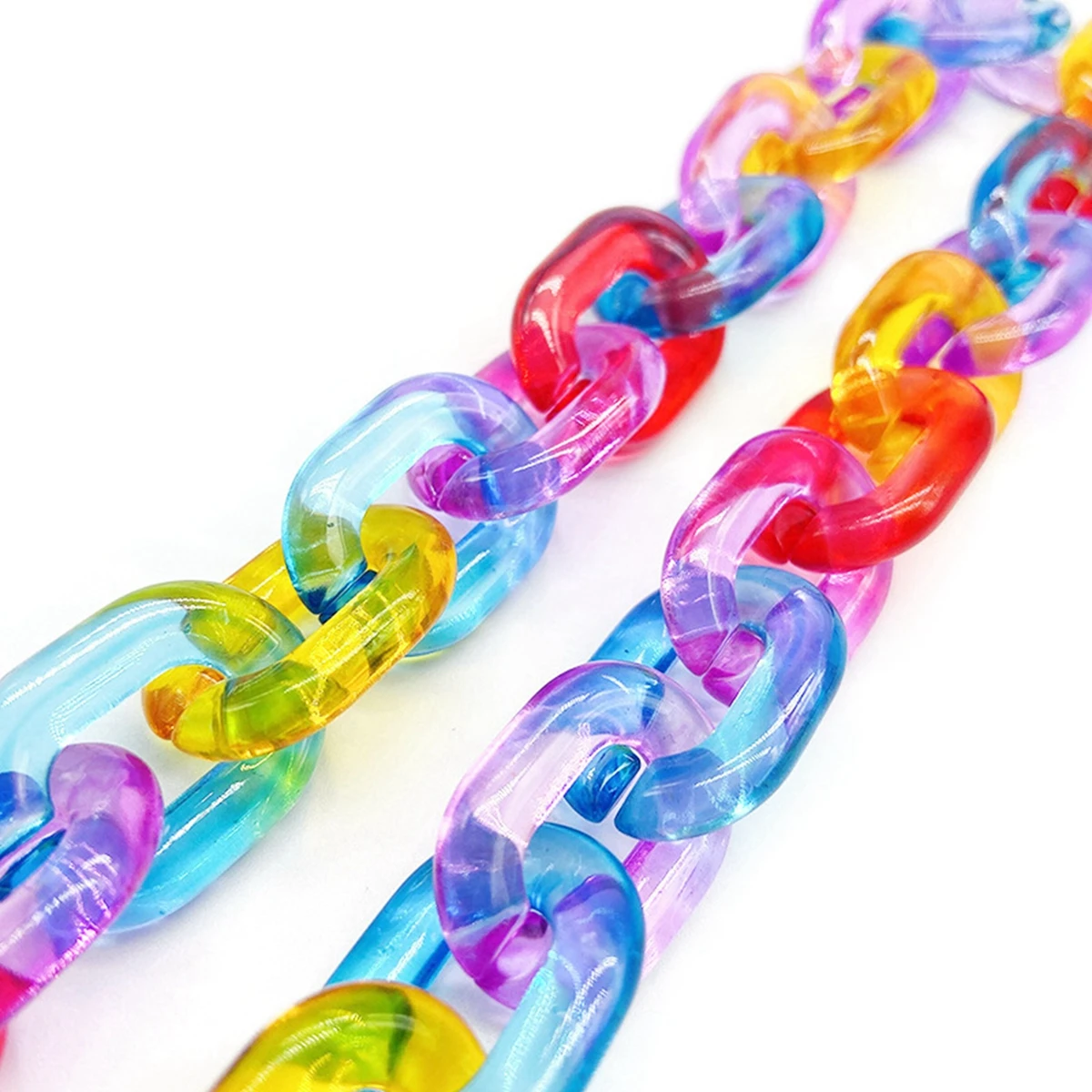 200 Mixed Transparent Color Acrylic Oval Linking Rings Open Chain Beads 15X10mm Connector Chain For Necklace Bracelet