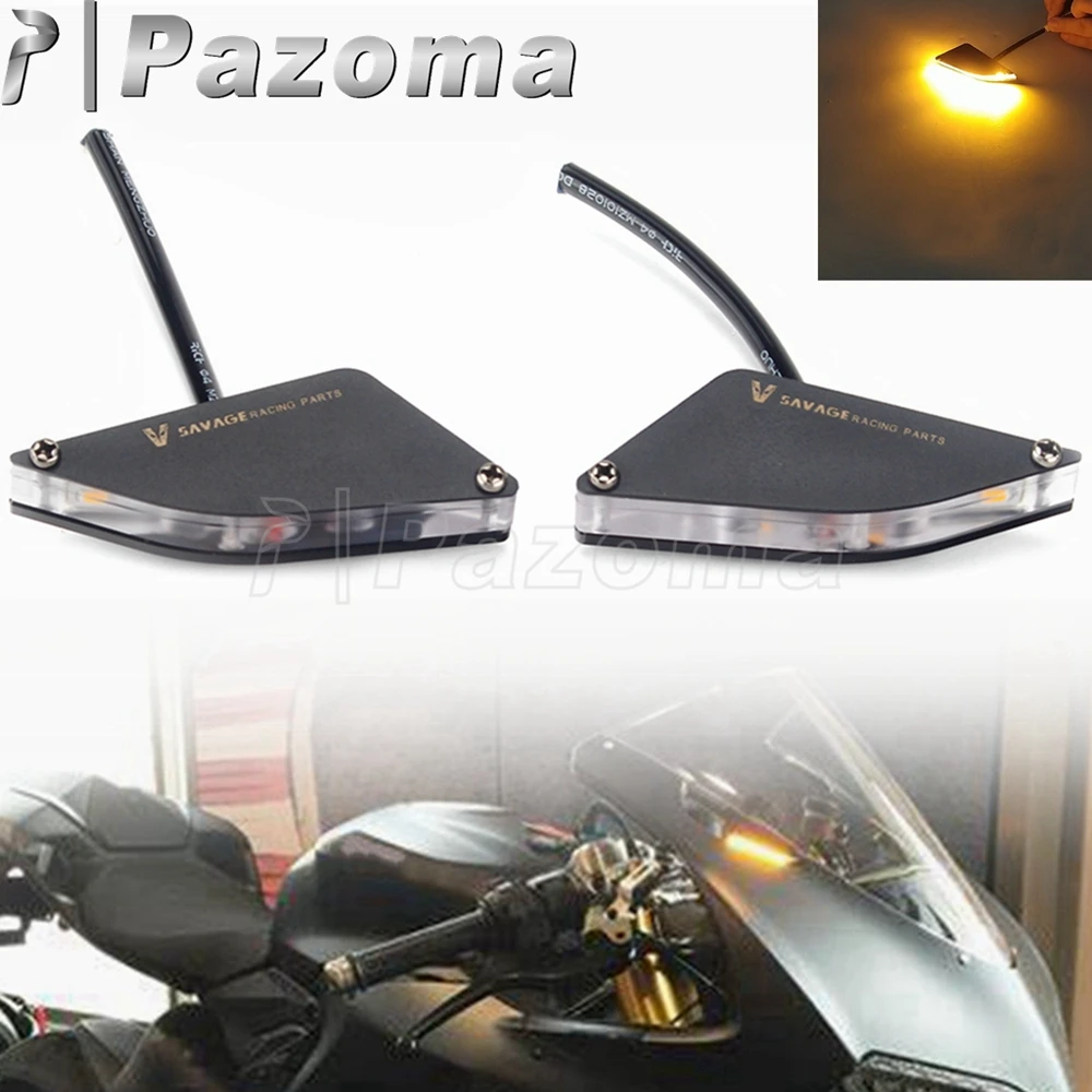 Motorcycle Mirrors Plate LED Turn Signal Light 12V 0.84W Blinker Indicator Amber Lamp Lights For DUCATI Panigale V2   V4 18-2021