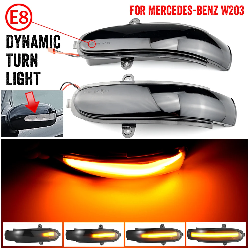 A2038201521 For Mercedes Benz C Class W203 S203 CL203 2PCS LED Dynamic Turn Signal Light Side Rearview Mirror Sequential Lamp