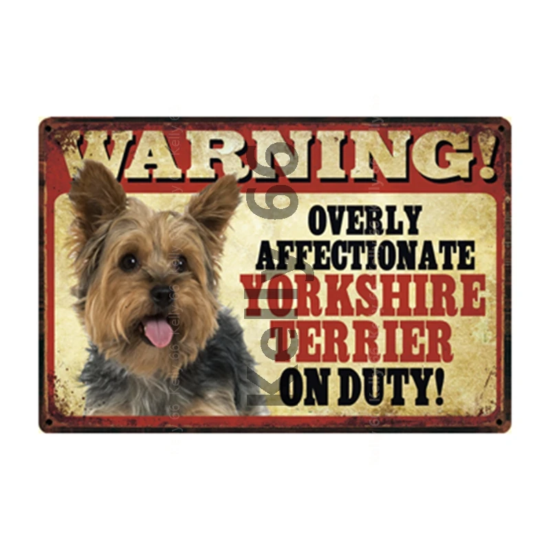 [ Kelly66 ] Pet Warning Dog Rule Better Yorkshire Terrier Yorkie Metal Sign Home Decor Bar Wall Art Painting 20*30 CM Size DG-22