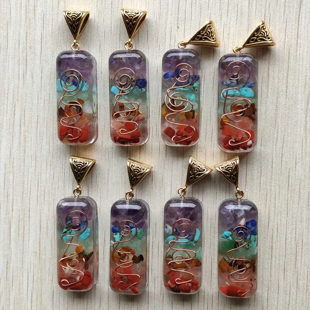 

Fashion Retro colorful natural amethysts red onyx 7 colors stone cuboid shape pendants jewelry wholesale 8pcs/lot free shipping