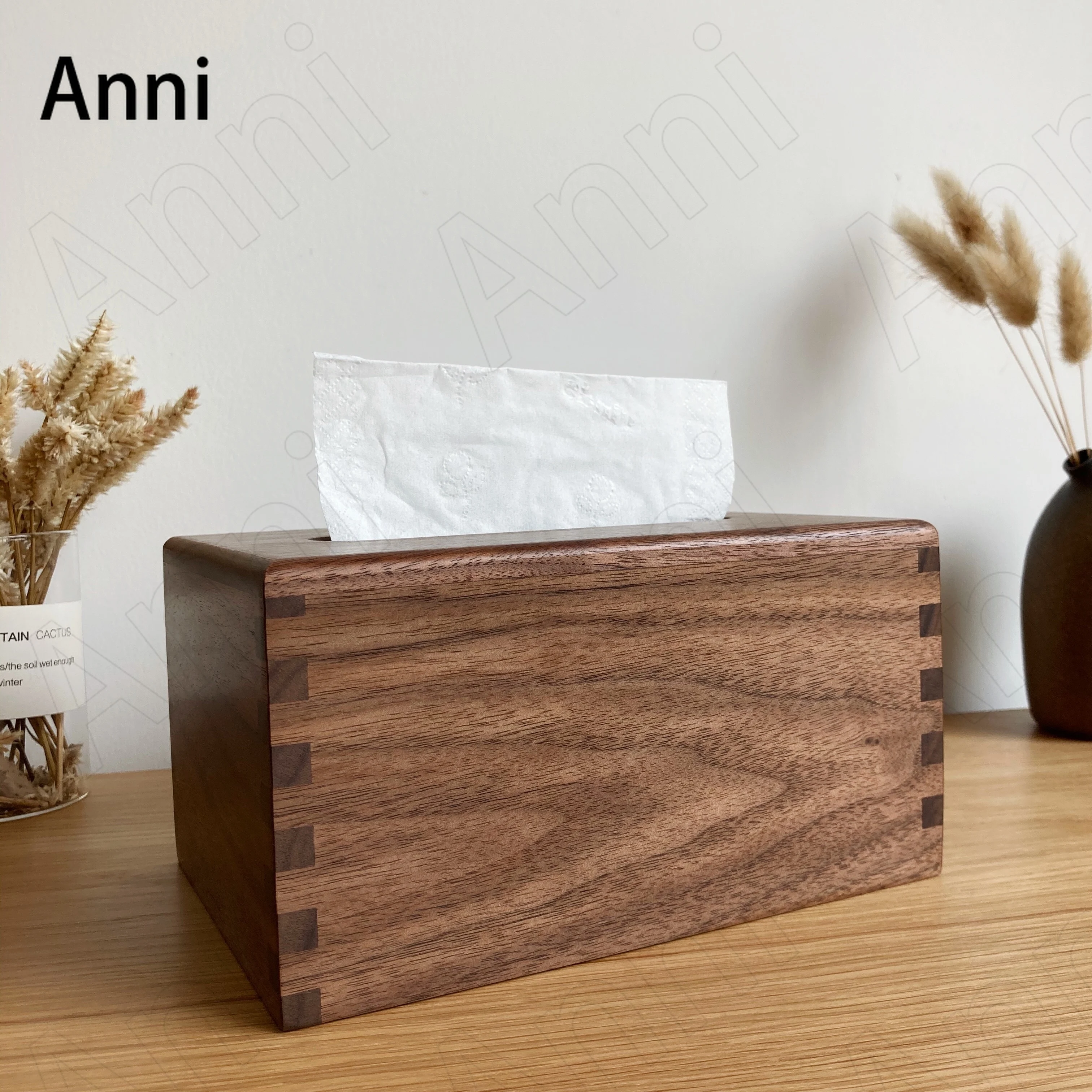 

Japanese Solid Wood Tissue Box Black Walnut Wooden Paper Towel Set Restaurant Dining Table Napkin Holder Living Room Decoration