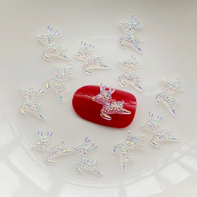 60 قطعة AB كريستال اللون إِلْكَة عيد الميلاد على شكل الراتنج شقة الظهر لتقوم بها بنفسك مجوهرات صنع الاكسسوارات مسمار حجر الراين مسمار ديكور فني #4