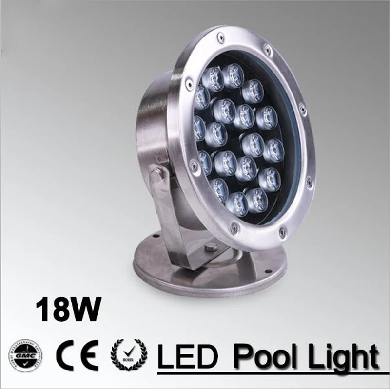 5pcs/lot RGB Led Led Pool Light IP68 DC12V 24v 18W Stainless Steel Led Underwater Lights  Swimming Pool Led For Ponds Fountain