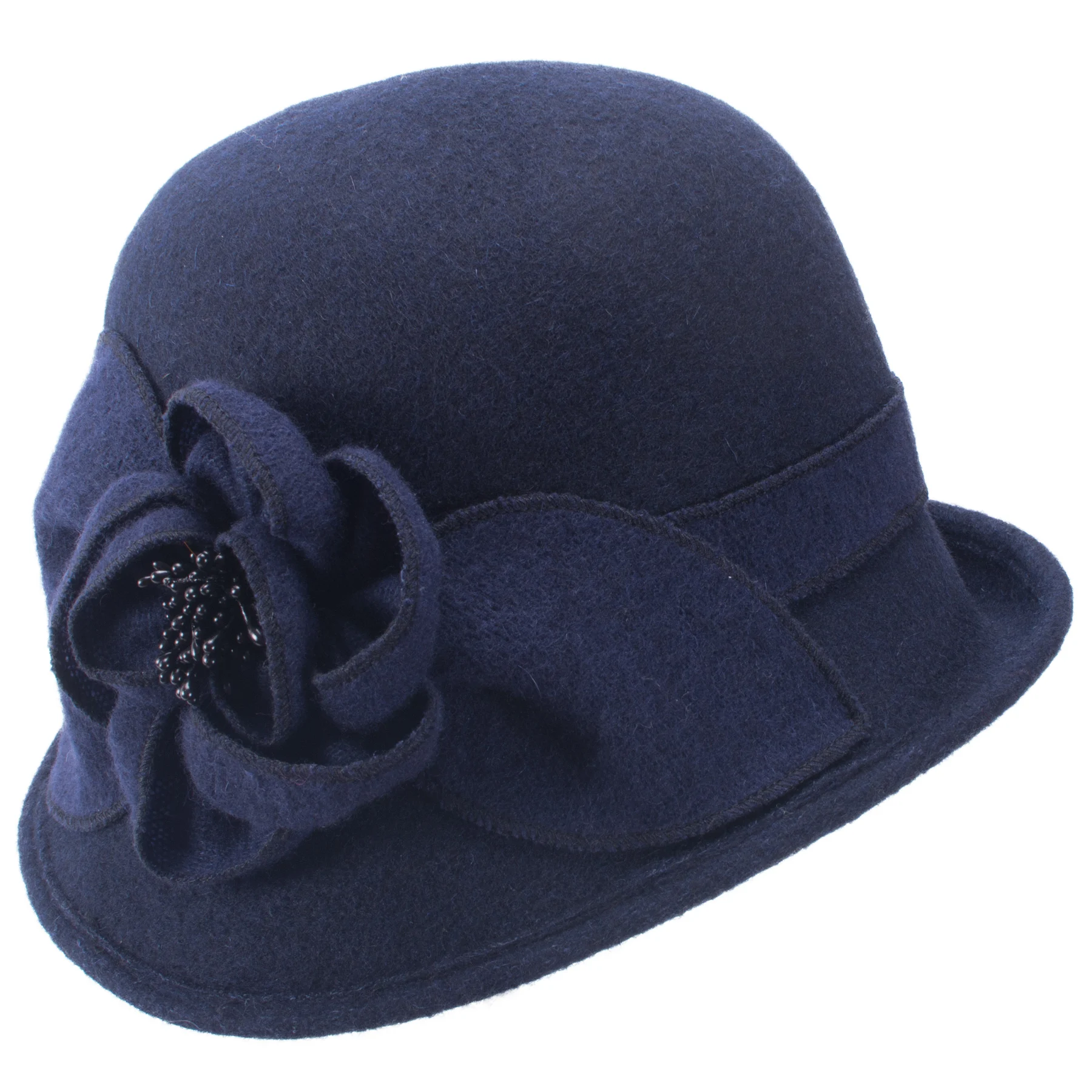 Womens Vintage Style Asymmetrical Brim Cloche Bucket 60% Wool Winter Hat T492