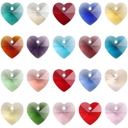 20Pcs/Lot Glass Heart Beads Blue 14mm Crafts Material DIY Crystal Charm Love Pendant Earings Jewelry Making Necklace Accessories
