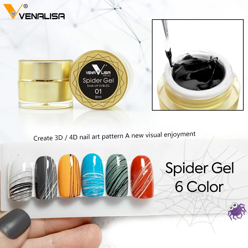 VENALISA Spider Liner Painting Gel New Formula Fast Design Roségoldfarbe Soak Off UVLED Nagelmaniküre Web Line Nagelgelpoliermittel – Detail 17