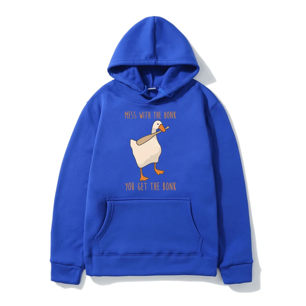 Mess with The Honk You Get The Bonk Hoodie Funny Cute Duck Print Hoodies Men Women Fall/winter Polar Fleece Hooded Sweatshirt