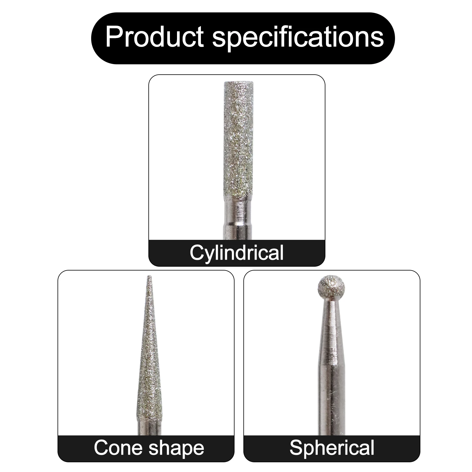 30 Stück diamantbeschichteter zylindrischer Grat 3 mm Kugeltyp/Kegeltyp Kettensägenschärfer Steinfeile Kettensäge Schärfen Schnitzen Schleifen – Detail 4