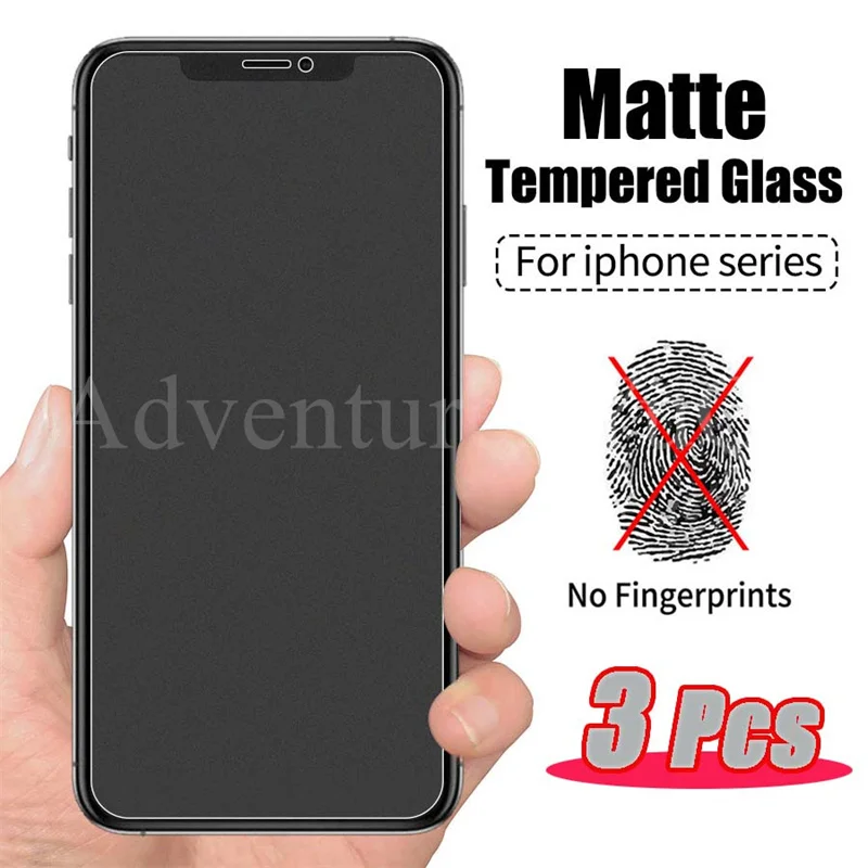 

3Pcs Matte Tempered Glass for iPhone 13 12 11 Pro XS Max mini Anti-fingerprint Screen Protector for iPhone X XR 7 8 Plus se2020