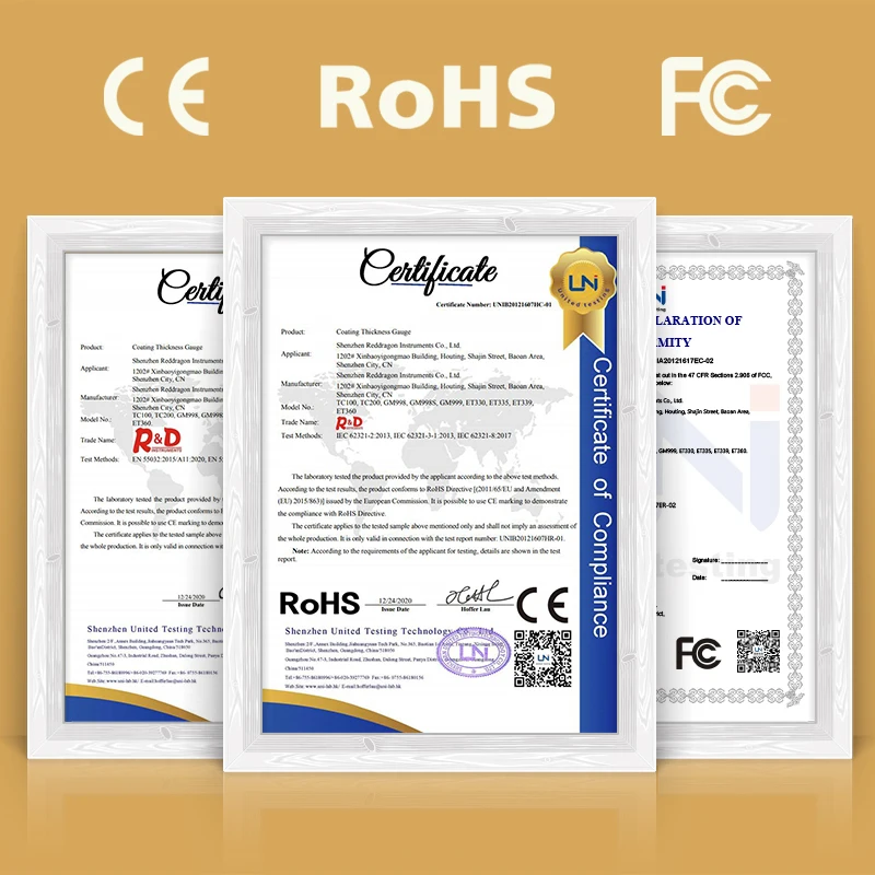 R & D-ET360 차량용 두께 게이지, 0.1 Um Fe/NFe Fe + Zn 고정밀 자동 페인트 작업 프로브 테스트 미터