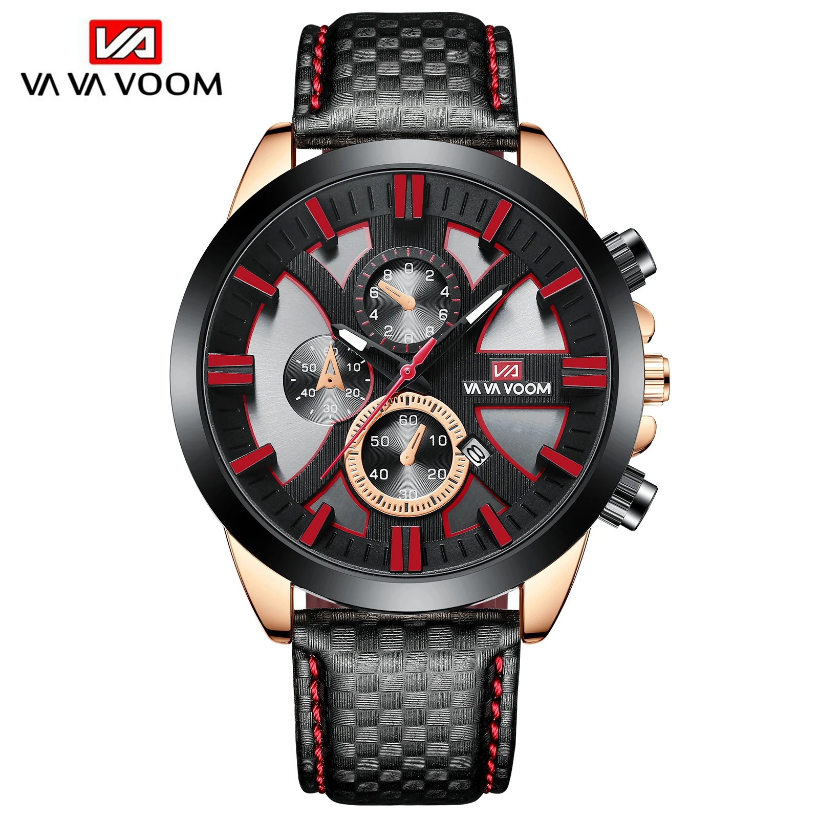 VA VA VOOM Mens Quartz Watches Business Wristwatch Waterproof Fashion Clock‘s For Man Sports Luxury Watch Leather Bands Relógio