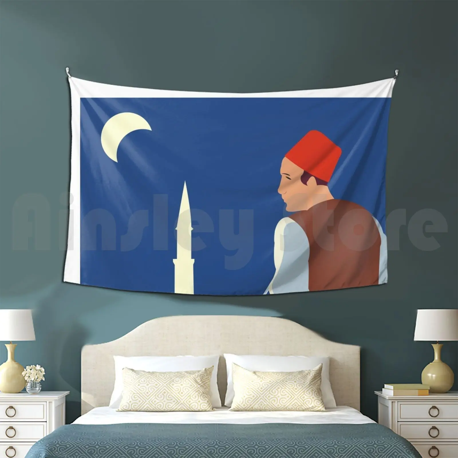 

Sarajevo Tapestry Living Room Bedroom Sarajevo Bosnia Man Mosque City Bas Carsija Night Yugoslavia Vintage Retro Travel