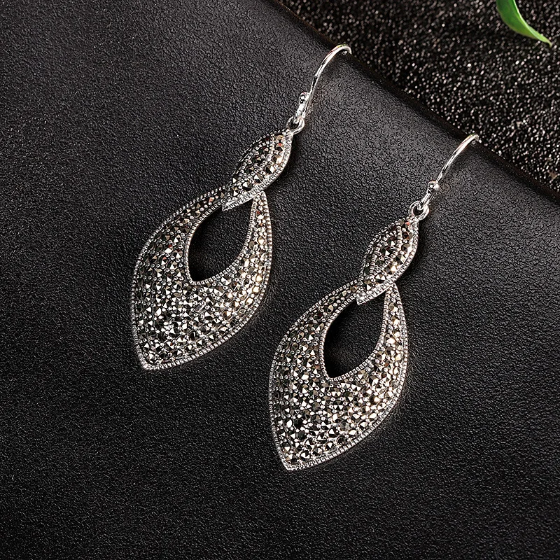 

Uglyless простые квадратные серьги с геометрическим рисунком в виде ромба для женщин, полые тайские серебряные серьги Brincos Bijoux, серебро 925, винтажные экзотические украшения