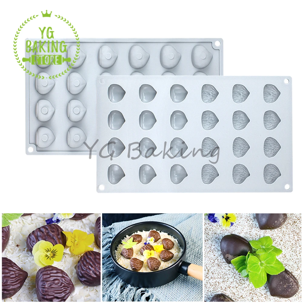 Dorica-Molde de silicona con diseño de castañas para Mousse, herramientas de decoración de pasteles, pudín DIY, postre, Chocolate, utensilios para hornear de cocina, 24 cavidades