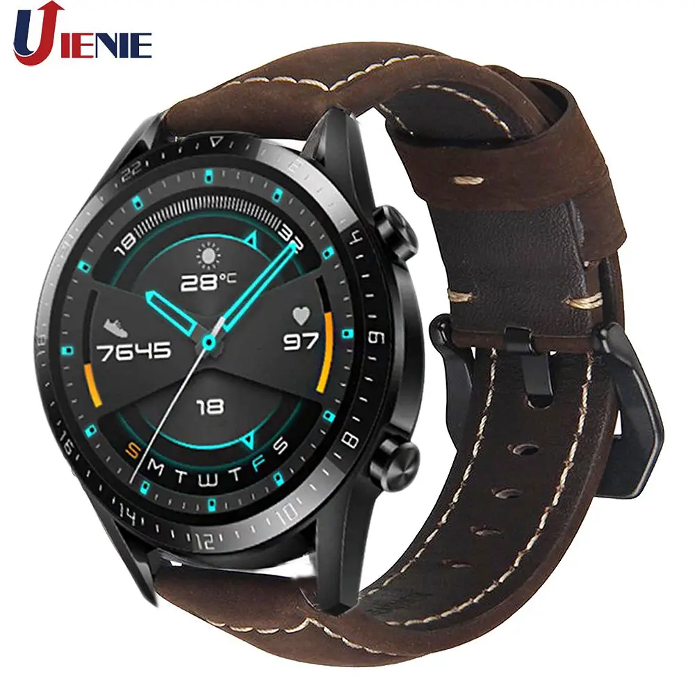 

22mm Leather Watchband Strap for Huawei Watch GT /GT 2 /gt 2e /Active Smart Watch Wristband for Huami Amazfit GTR 47mm /gt2 Band