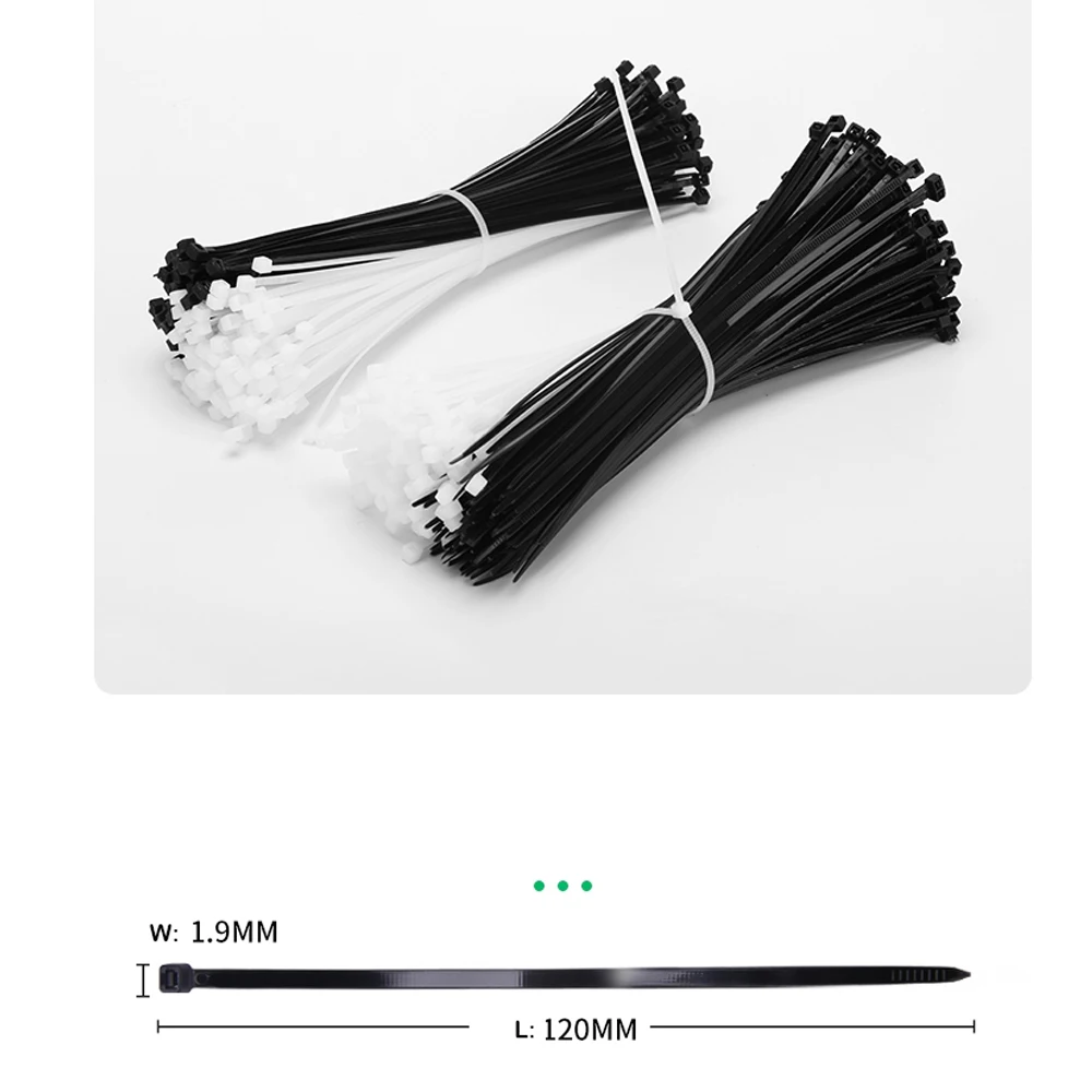Self-locking plastic nylon cable tie 1000 pieces Black White 3*120mm  Factory Supply