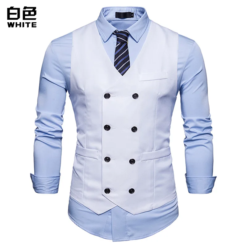 Royal Blue Double Breasted Dress Vest Men 2023 Spring New Slim Fit Sleeveless Waistcoat Mens Business Wedding Suit Vest Male 2XL