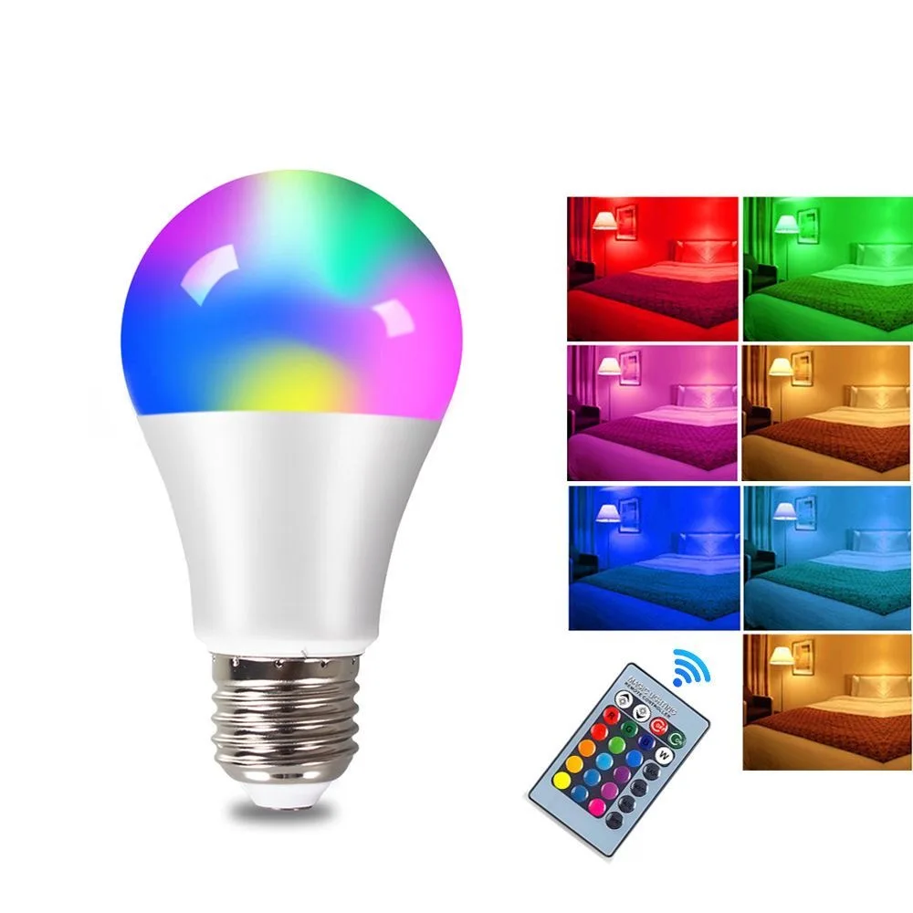 Led RGB Color Changing Lamp E27 DimmableLight AC 220V Led RGBW Magic Bulb 5W 9W 12W 15W 20W Home Party Decor LightingSpot Lampa