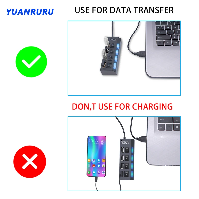 USB Hub USB Hub 2.0 Multi USB Splitter Hub USB Adapter USB Hub 7 Port Multiple Expander 2.0 USB Hub USB Port with Switch for PC