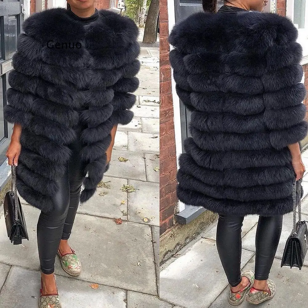 Faux Fur Coat Women 2021 Fake Fox Fur Coat Women Luxury Imitation Fur Jackets Vest Winter Outerwear Women Clothes