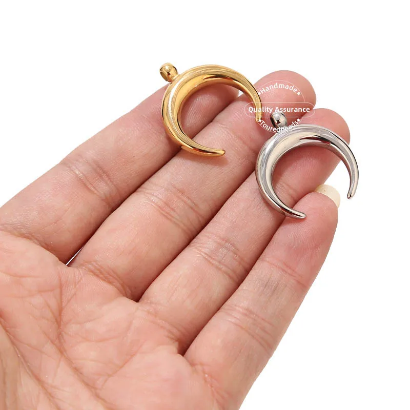5pcs Stainless Steel Horn Charm Pendants Water Resistant