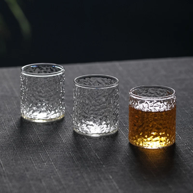 Mini Japanese Hammer Glass Teacup, Heat Resistant Tea Set, Small Size Cup Set, Household, Small Capacit