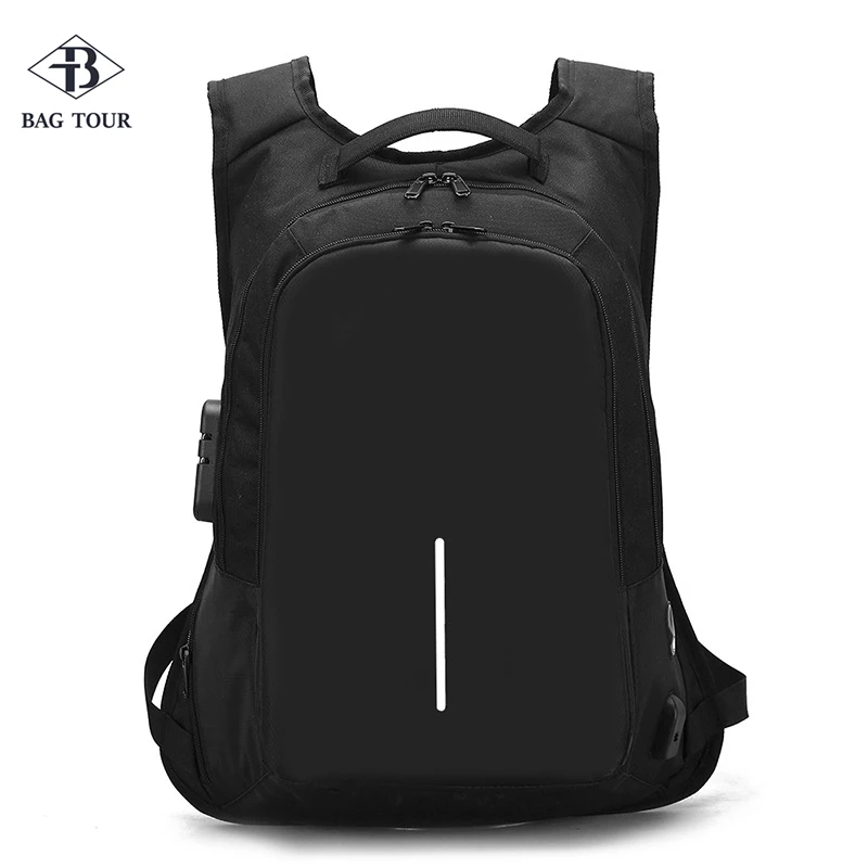 Smart Safe Bag for Men Business Backpack Anti-theft Office Worker Pack Laptop Shoulder Bag Large Locking Bag Reflective Stripe