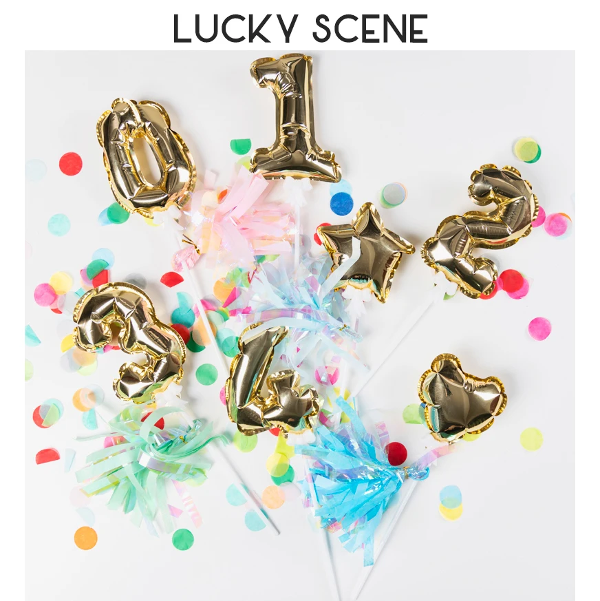 14cm Birthday Mini Number Balloon with Aluminum Coating  Party Accessories Gold Silver S00588
