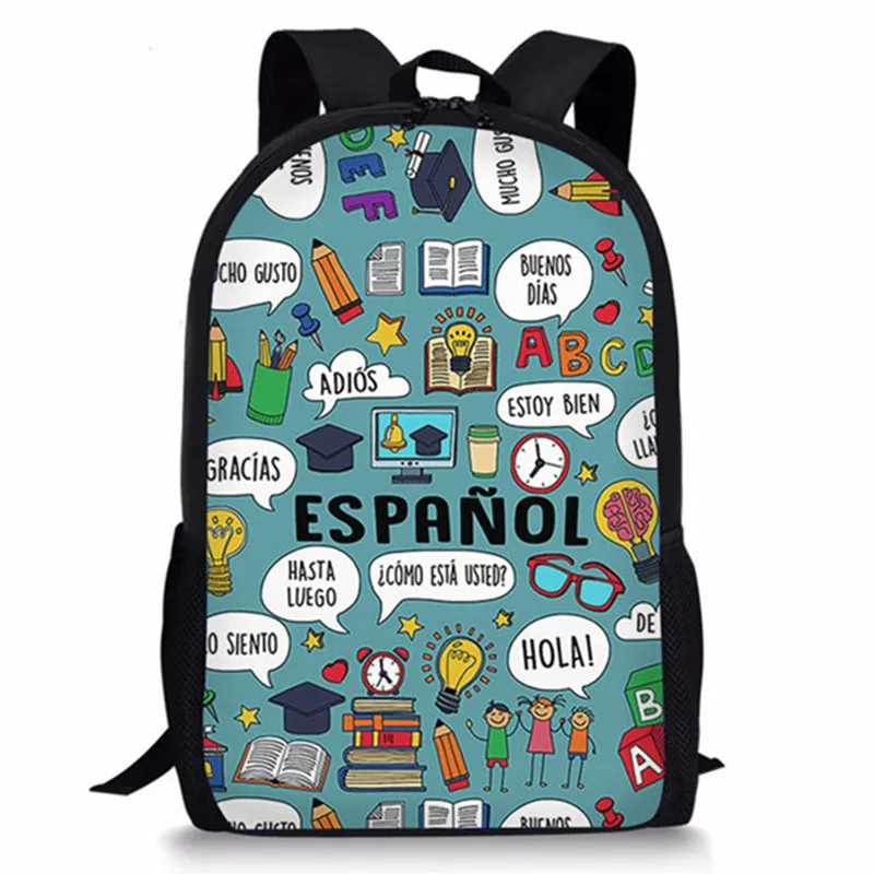 INJERSDESIGNS Lingua Stampa Borse Da Scuola Per I Bambini Le Donne Degli Uomini Zaini adolescente Scuola Zaino Casual Da Viaggio Mochila Escolar