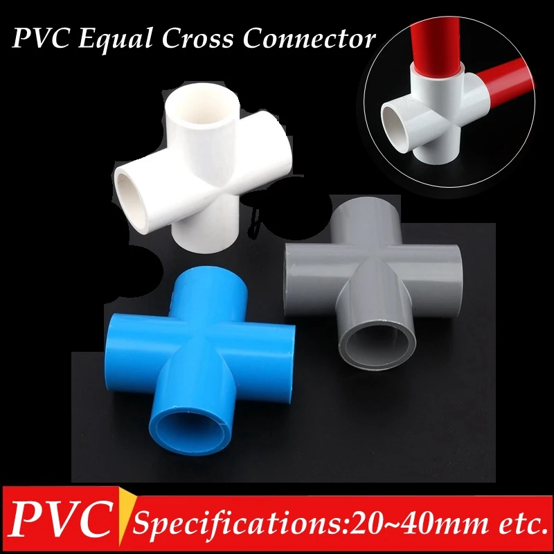 5pcs 20 25 32mm PVC Pipe Equal Cross Connector Garden Irrigation System Parts Water Pipe 4 Way Adapter Fish Tank Supplies