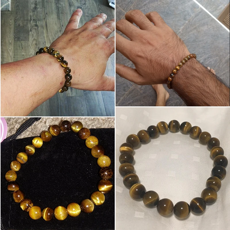 Trendy Natural Stone Beads Tiger Eye Bracelet Handmade Stretch Men Buddha Braclet for Yoga Meditation Jewelry Homme 6mm 8mm 10mm