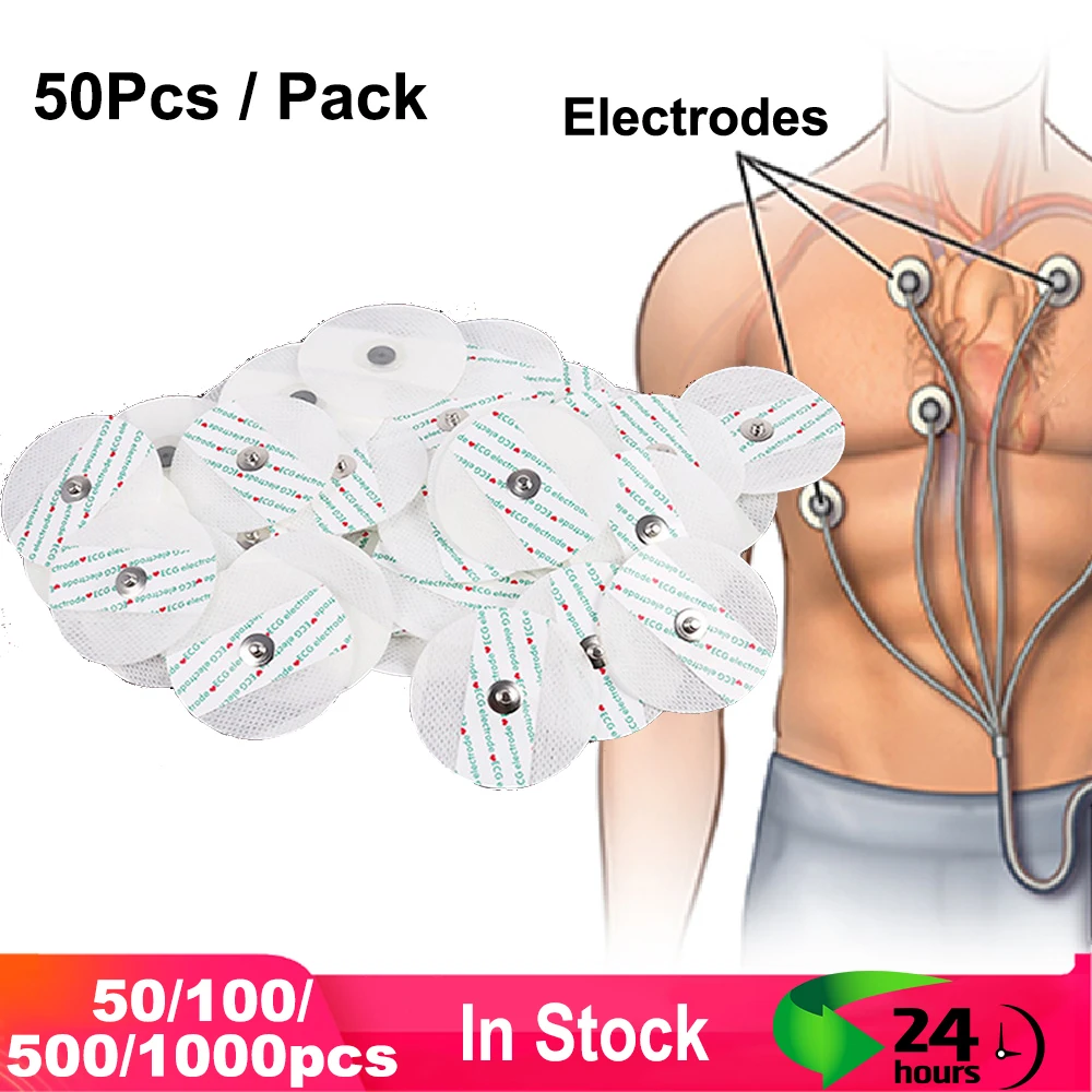 50 - 1000 Count Universal Medical Disposable ECG pads ECG Monitoring Electrodes Electrode EKG/ECG 5cm 50 Per Bag