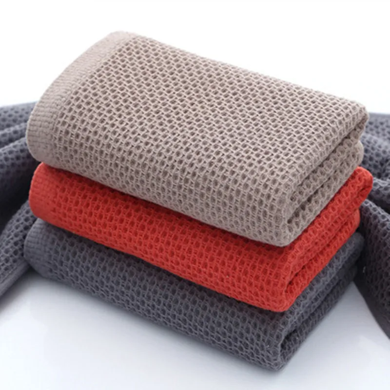 High quality Honeycomb Bath Towels Cotton Thicken Jacquard Plain Bathroom Hotel Towel Super Absorbent Soft Waffle-Towel