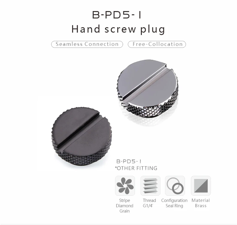 Bykski B-PD5-1 PC water cooling fitting G1/4 water Stop plug Straight Screw Thread,Black/Silver Hand cooler heatsink