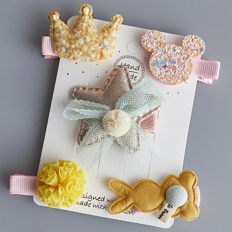 Cloth Hair Clips For Kids Ballet Dancer Stars Flower Bunny Girls Hairpins Bows Barrettes Girls Hair Accessories