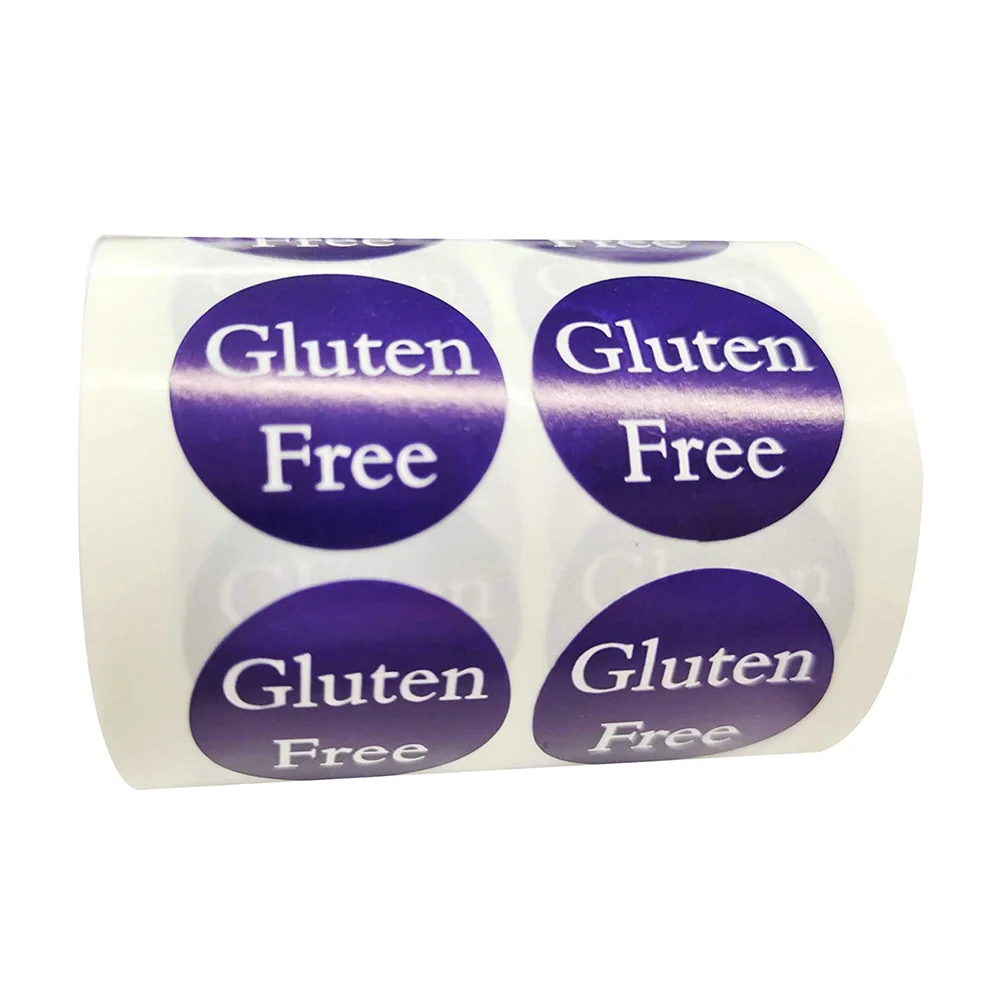 Gluten Free Stickers Food Rotation Tags 1 Inch Round Circle Dots 500 Pieces Adhesive Labels Per Roll for Retail Package
