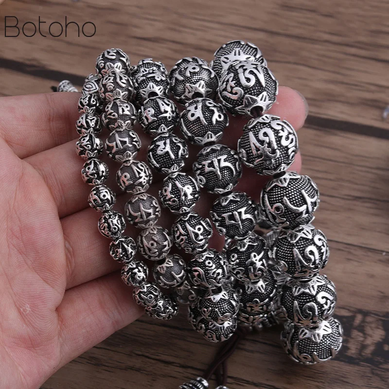 

Handmade 999 Silver colour Tibetan Six Words Proverb Mala Bracelet Buddhist OM Mani Wrist Mala Bracelet Tibetan Bracelet 38-115g