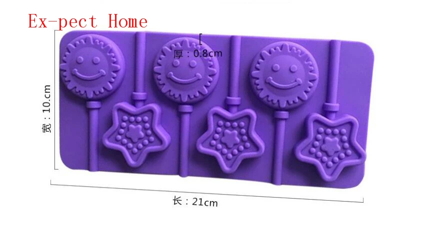 

200pcs practical Flower Star Silicone Lollipop Mold Chocolate Candy Cake Decorating Tools