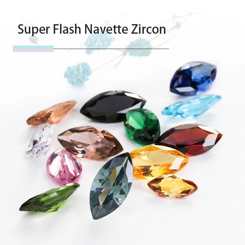 Astrobox Navette Zircon Gem Sew On Rhinestone Pointback Crystal Stones Loose Beads DIY Clothing Accessories Garment Jewelry