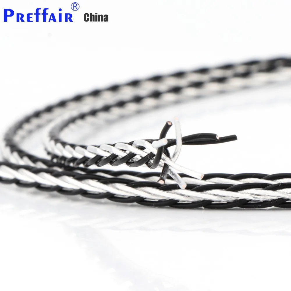 Preffair White Black 8Core PTFE Silver OCC Wire 7N Cable For Hifi Headphone Earphone Headset Wire DIY Headphone upgraded cable