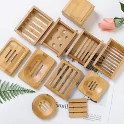 Natural Environmen Bamboo Soap Dish Wooden Soap Tray Holder Storage Soap Rack Plate Box Container for Bath Shower Plate Bathroom