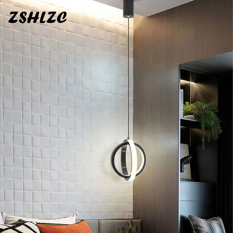 

Gold Black White Minimalist LED Pendant Light Bedside Decor Lighting for Bedroom Living Room Modern Suspension Chandelier Lamps