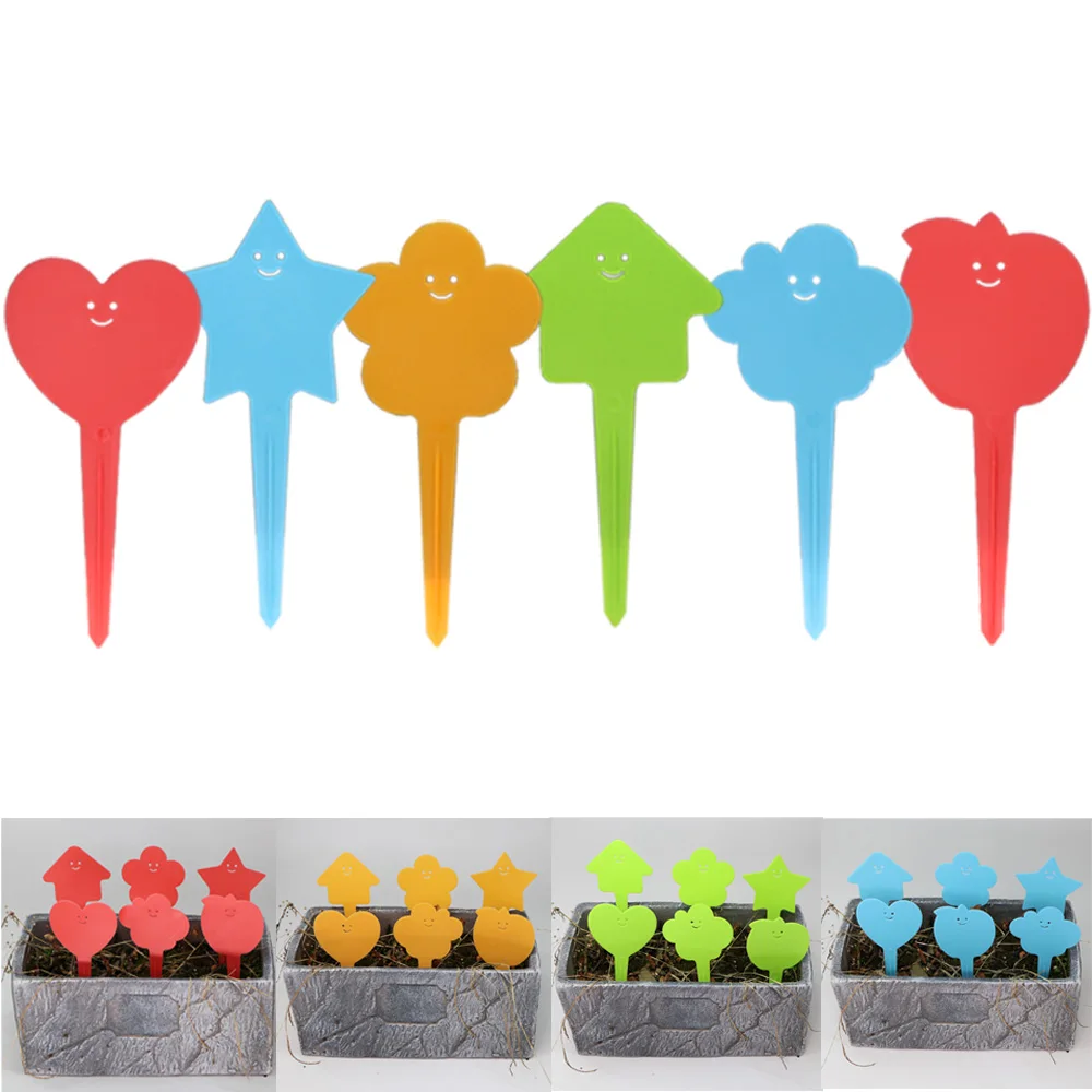 

30pcs Plant Plastic Innovative Label 6 Shapes Waterproof Durable Tag for Outdoor And Indoor Nursery Flower Potted Classification