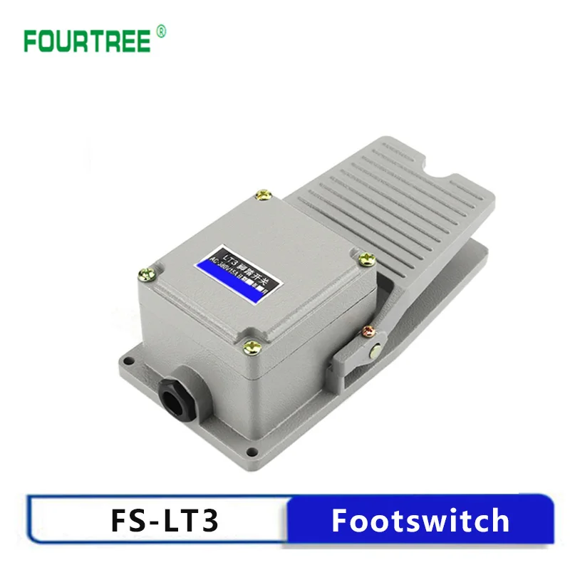 1PCS Footswitch LT3 LT4 Aluminum Shell Foot-on Momentary Control Switch Electric Power Pedal Self-reset Machine Tool Accessories