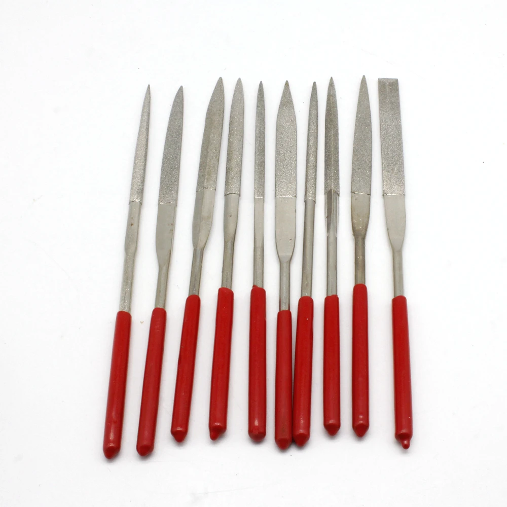 10pcs Diamond Needle File Set Hand Tools for Ceramic Glass Gem Stone Metal Jeweler Wood Carving 5 x180mm